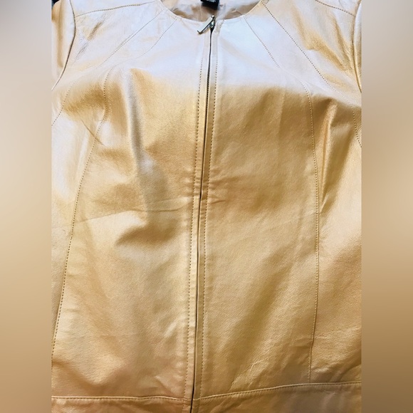 Vintage Dialogue Gold Metallic Leather Jacket - Picture 2 of 3